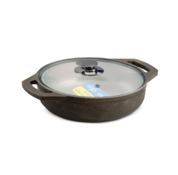 Unirize Cast Iron Kadai with Glass Lid 28cm