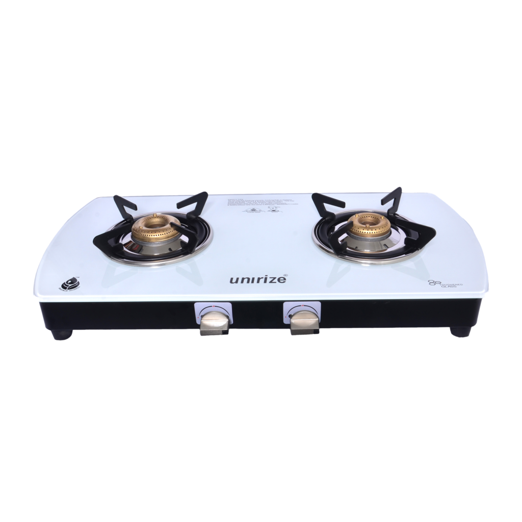 Blanco White Auto 2 Burner Glass Top Gas Stove