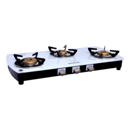 Blanco White Auto 3 Burner Glass Top Gas Stove