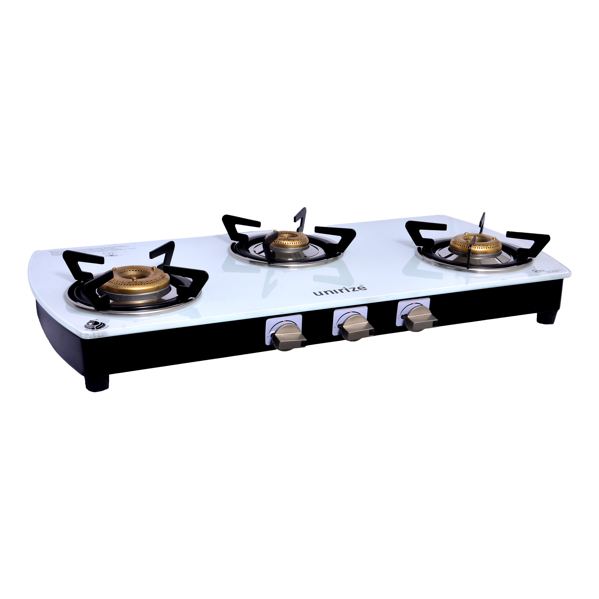 Blanco White Auto 3 Burner Glass Top Gas Stove