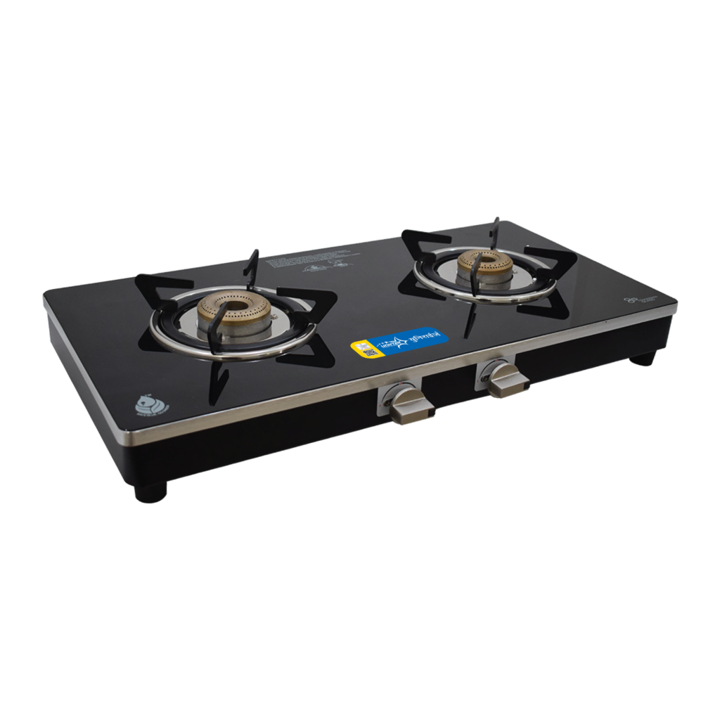 Dazzle Non-Auto 2 Burner Glass Top Gas Stove