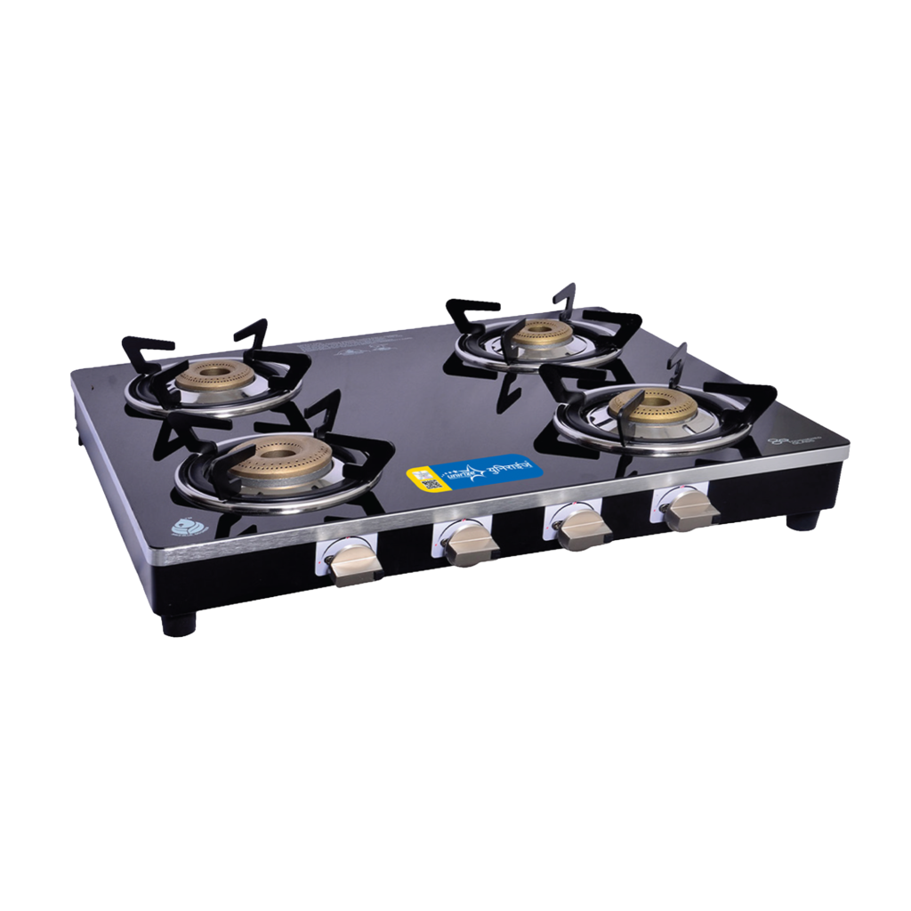 Dazzle Auto 4 Burner Glass Top Gas Stove