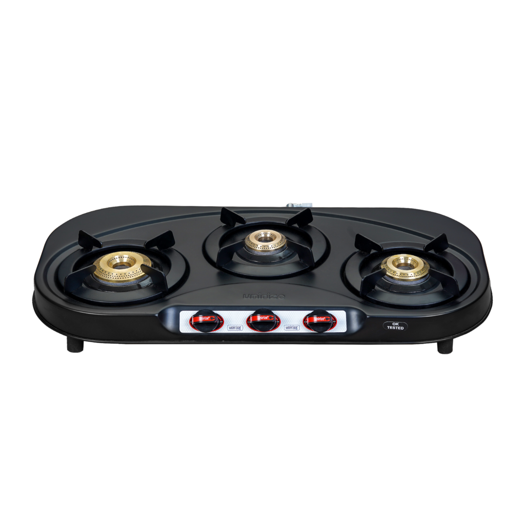 Unirize Stainless Steel Platinum Pro Black 3 Burner Auto Gas Stove