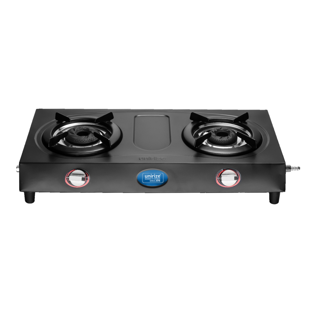 Unirize Stainless Steel Solitaire Black 2 Burner Non-Auto Gas Stove