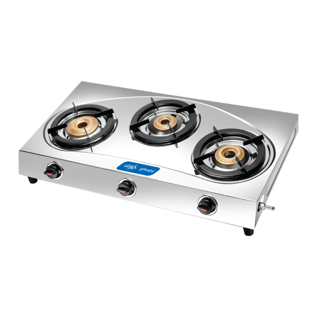 Unirize Stainless Steel Solitaire 3 Burner Auto Gas Stove