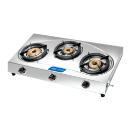 Unirize Stainless Steel Solitaire 3 Burner Auto Gas Stove