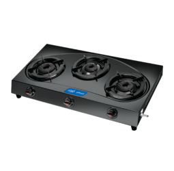 Unirize Stainless Steel Solitaire Black 3 Burner Auto Gas Stove