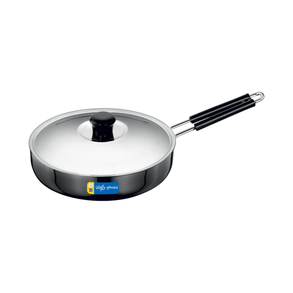 Unirize Hard Anodised Induction Fry Pan with Stainless Steel Lid 230mm