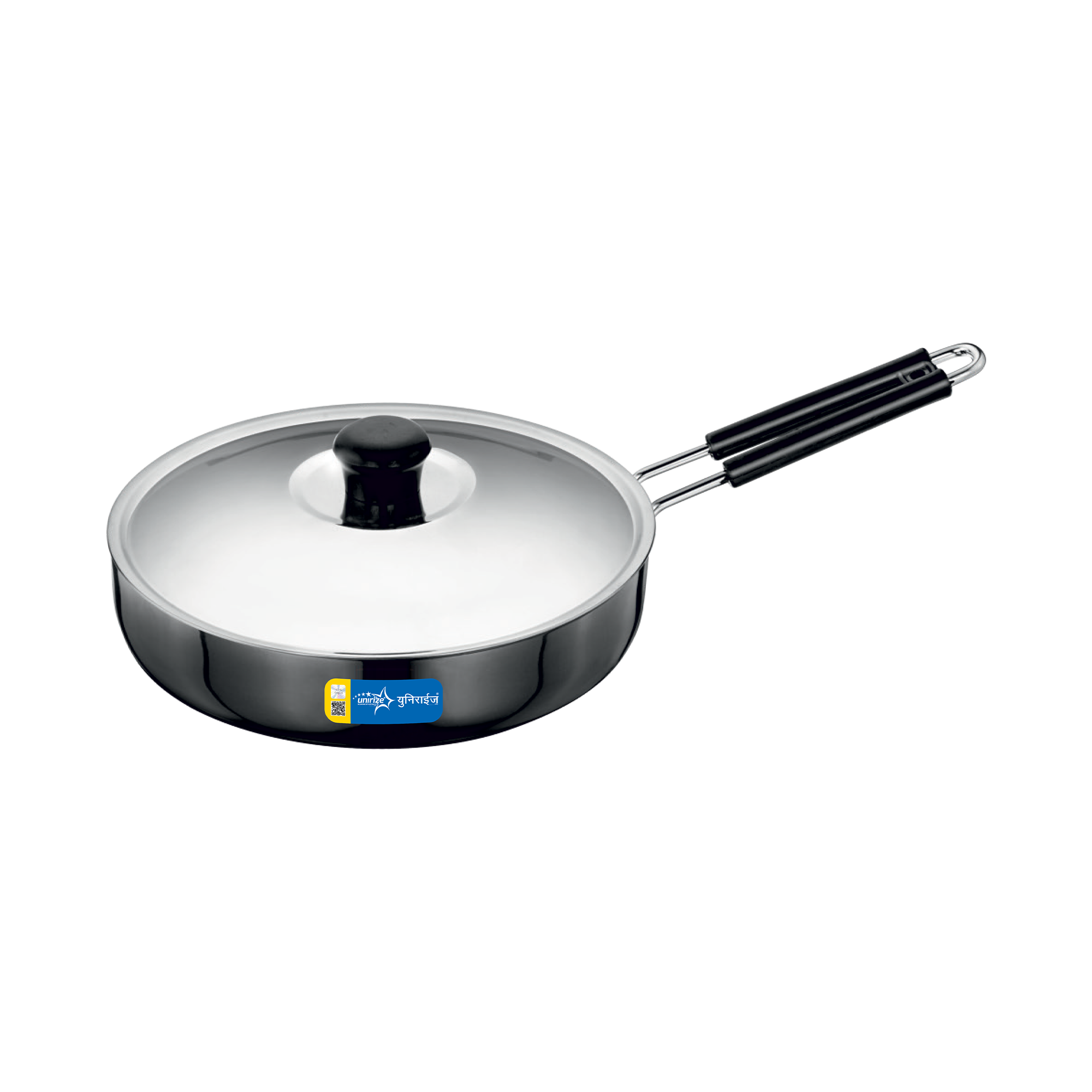 Unirize Hard Anodised Non-Induction Fry Pan with Stainless Steel Lid 230mm