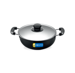 Unirize Hard Anodised Induction Kadhai with SS Glass Lid 2L