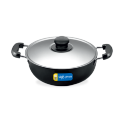 Unirize Hard Anodised Induction Kadhai with SS Glass Lid 5L