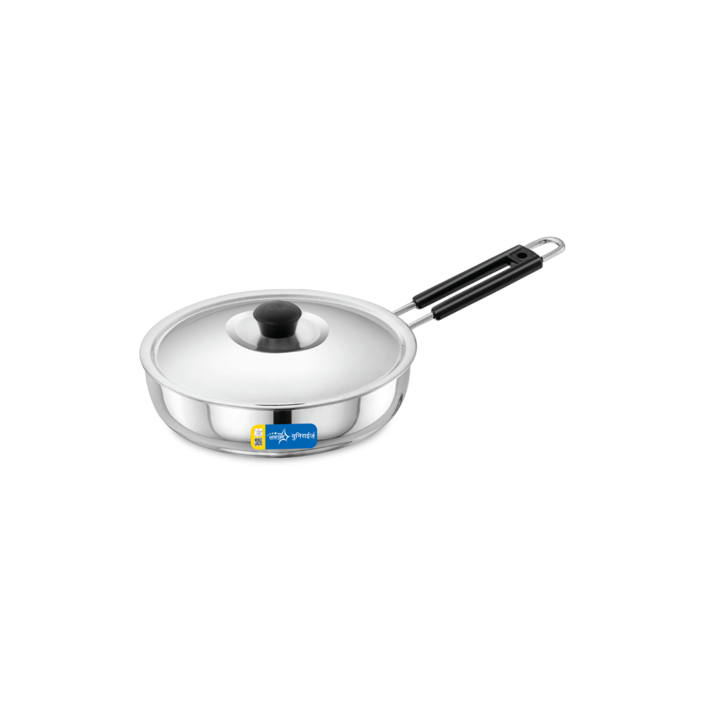 Unirize Non-Induction Polish Fry Pan with Stainless Steel Lid 170mm