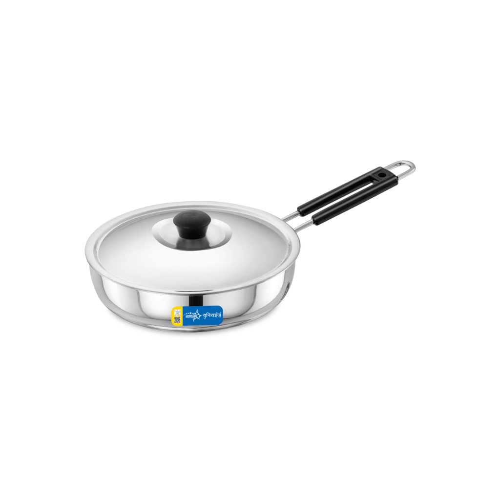 Unirize Induction Polish Fry Pan with Stainless Steel Lid 190mm