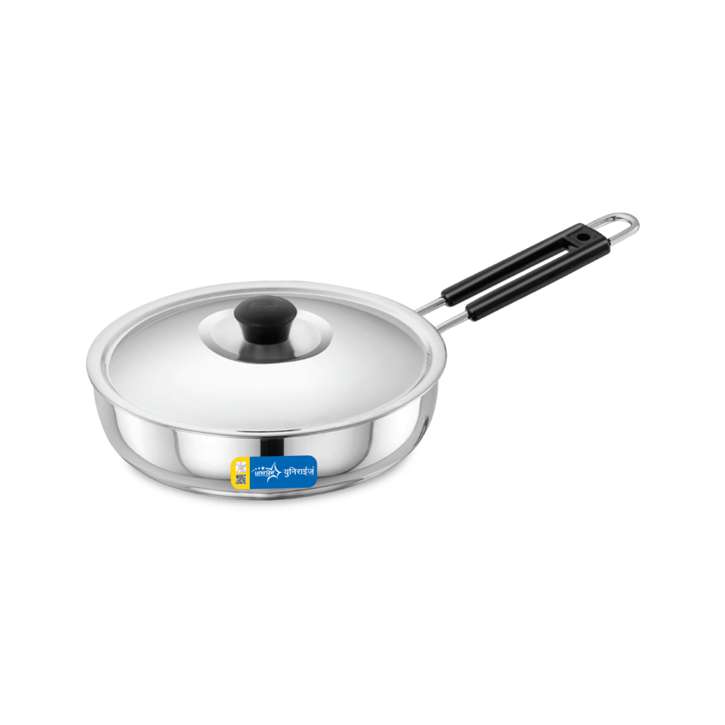 Unirize Induction Polish Fry Pan with Stainless Steel Lid 230mm