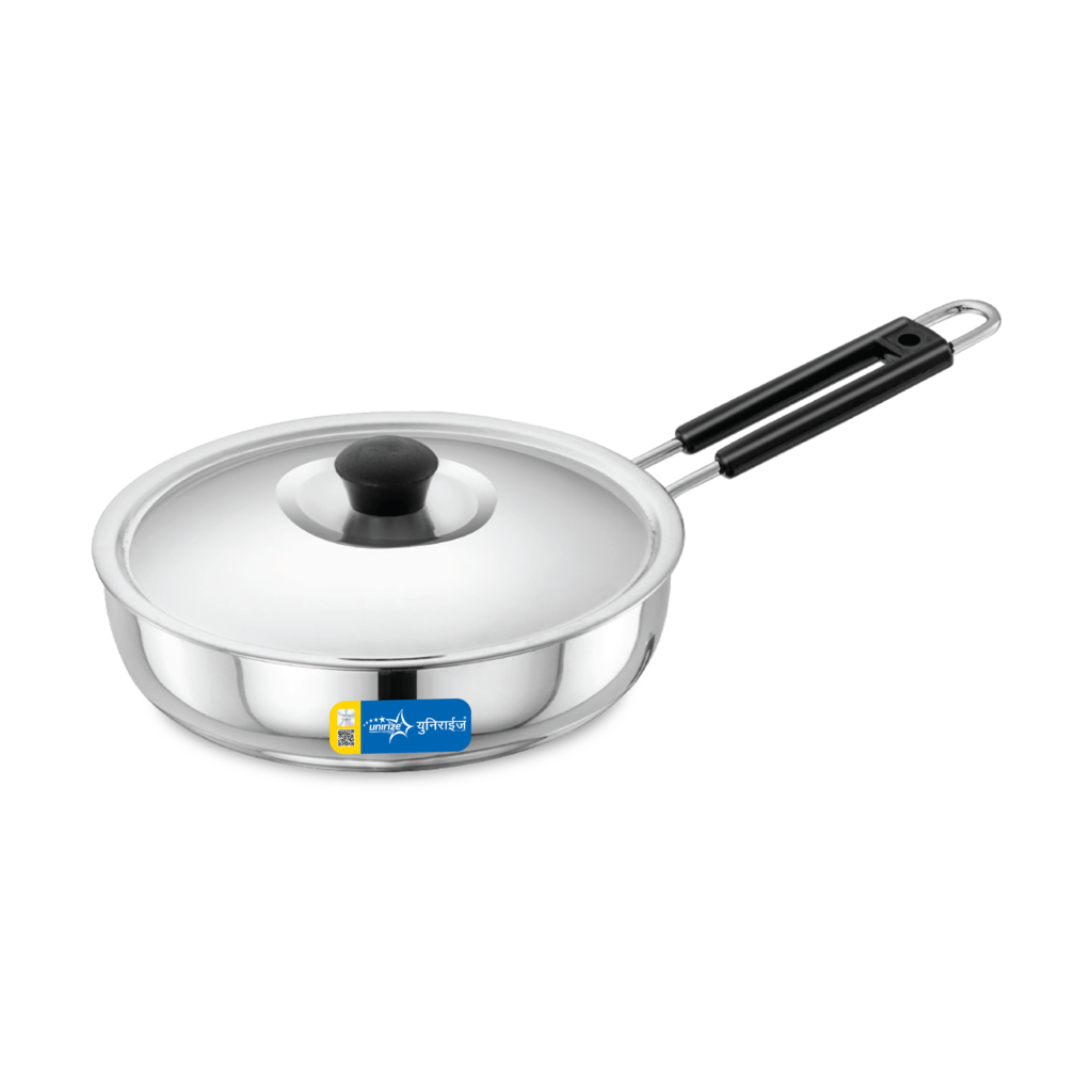 Unirize Non-Induction Polish Fry Pan with Stainless Steel Lid 250mm