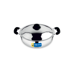 Unirize Induction Polish Kadai with Stainless Steel Lid 2Ltr