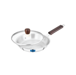 Triply Wooden Handle Fry Pan with Glass Lid 24cm