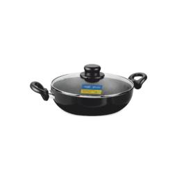 Unirize 3.25mm Non-Stick Induction Kadhai with Glass Lid 24cm