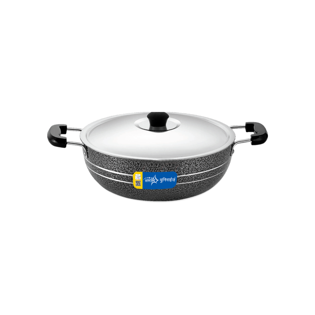 Unirize Powder Coating Non-Induction Kadhai with Stainless Steel Lid 3Ltr