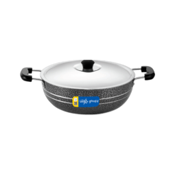 Unirize Powder Coating Induction Kadhai with Stainless Steel Lid 4Ltr