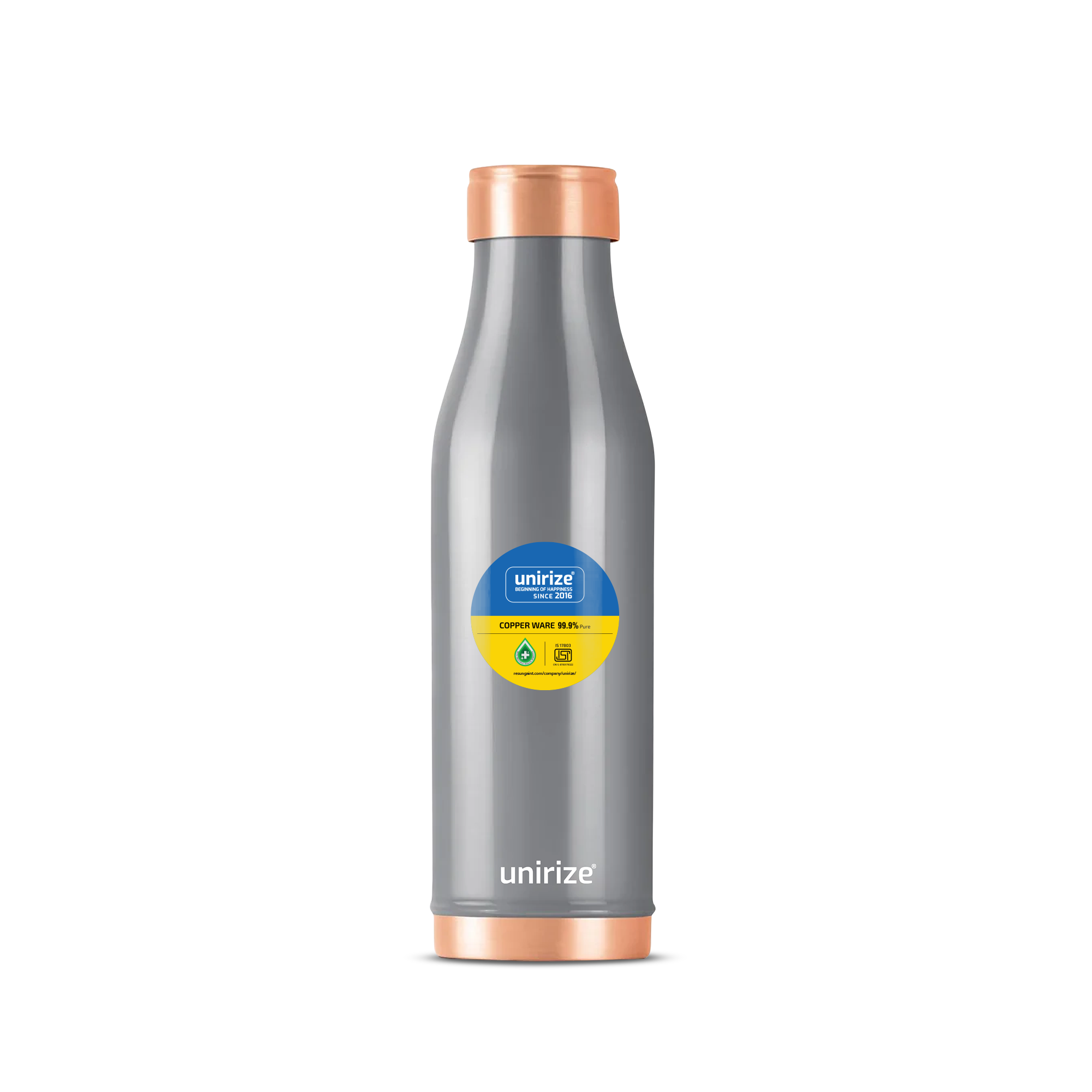 Unirize Copper Bottle Slim Grey 1000ml