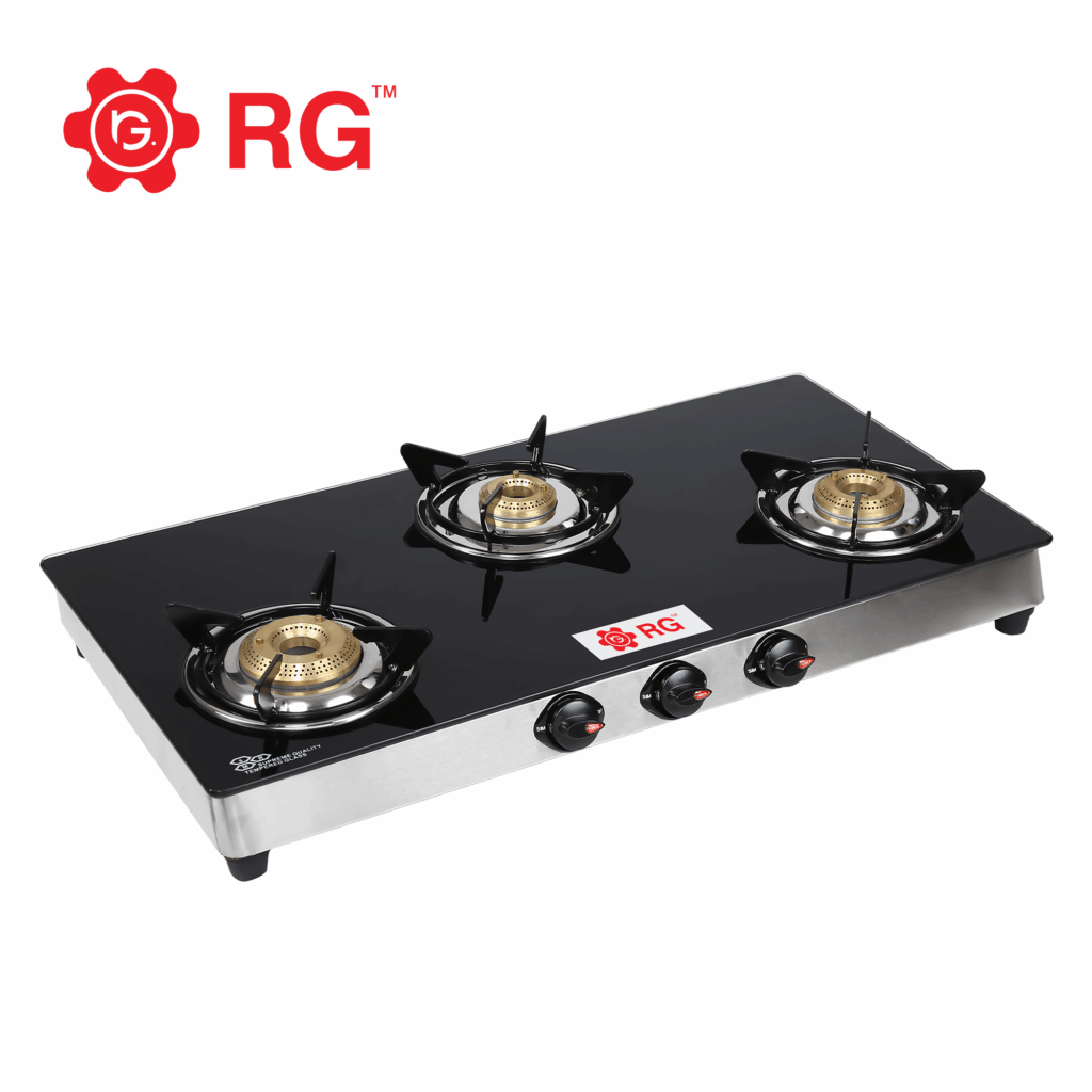 RG Glass Top S350 DLX Black G.T. Auto 3 Burner