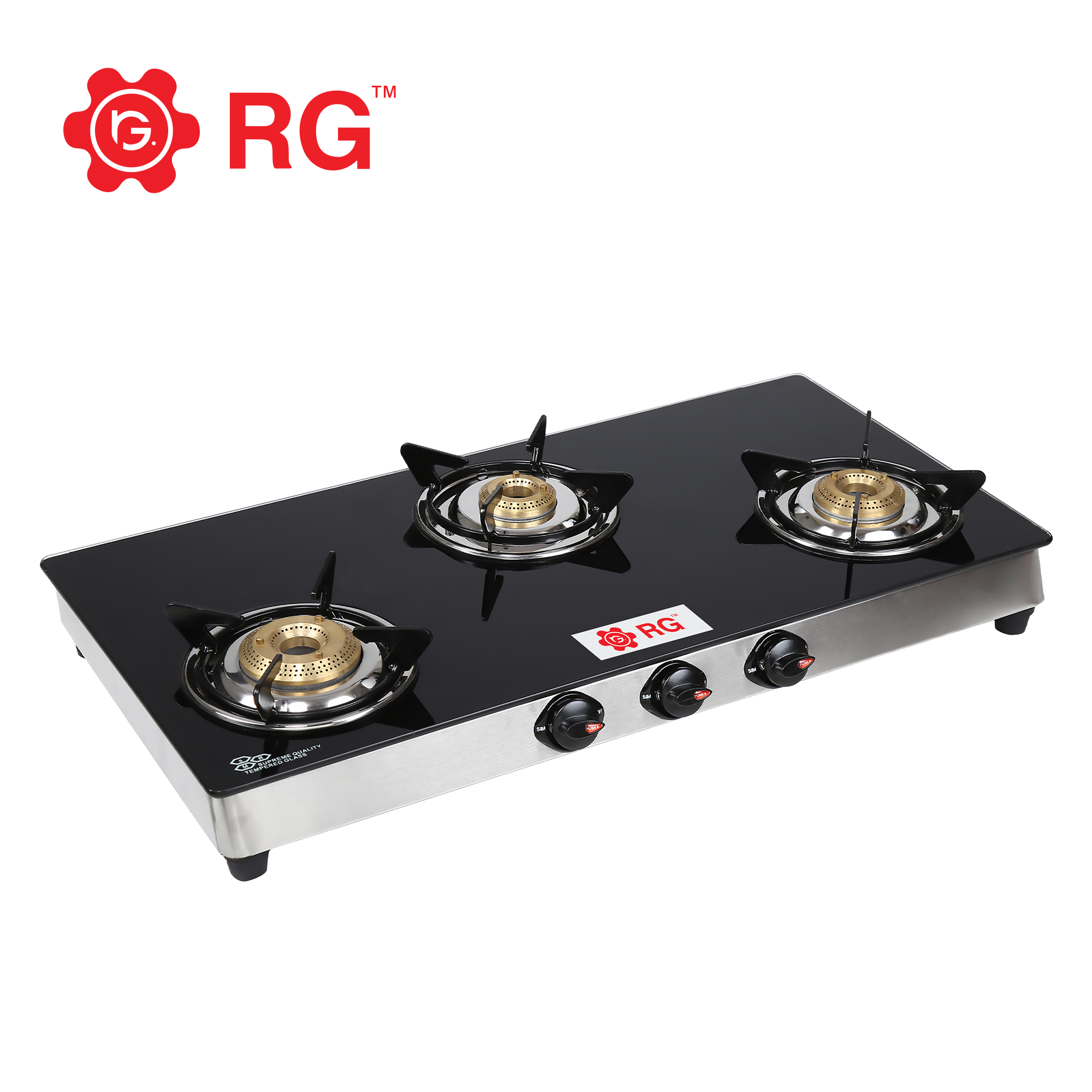 RG Glass Top S350 DLX Black G.T. Auto 3 Burner